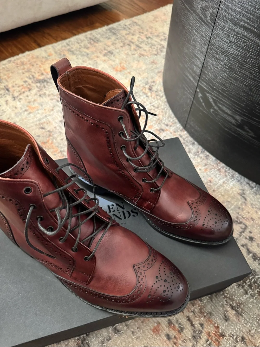 Allen Edmonds Men's Burgundy Leather Wingtip Boots